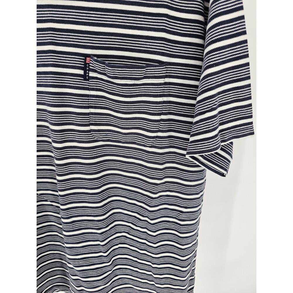 Vtg Y2K Chaps Mens Sz XXL Short Sleeve Thick Knit T Shirt Striped 100% Cotton - Picture 2 of 4